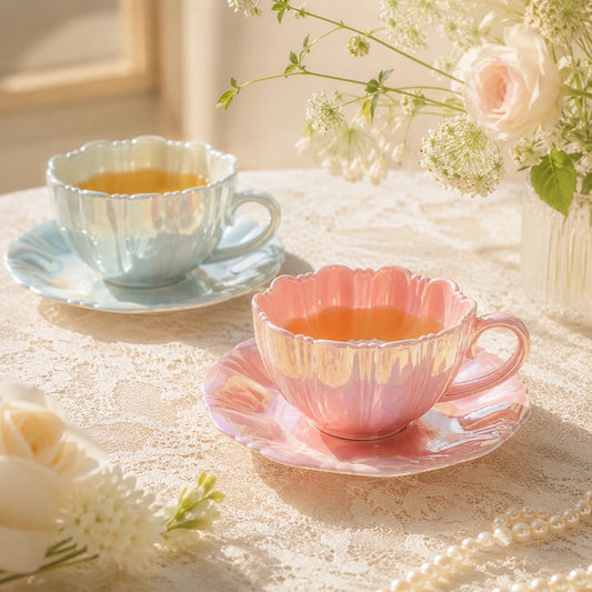 Pearl Petal Ceramic Coffee Cup