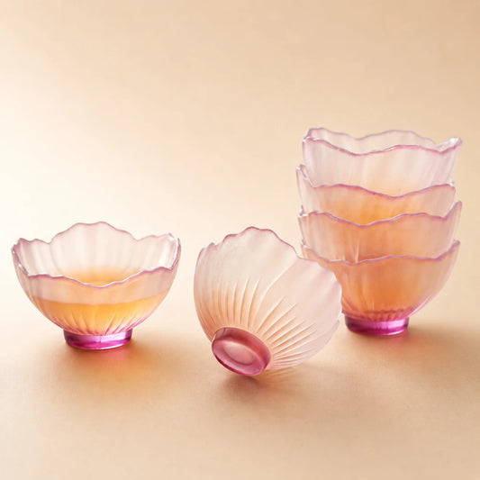 Frosted Sakura Glass Teacup Set