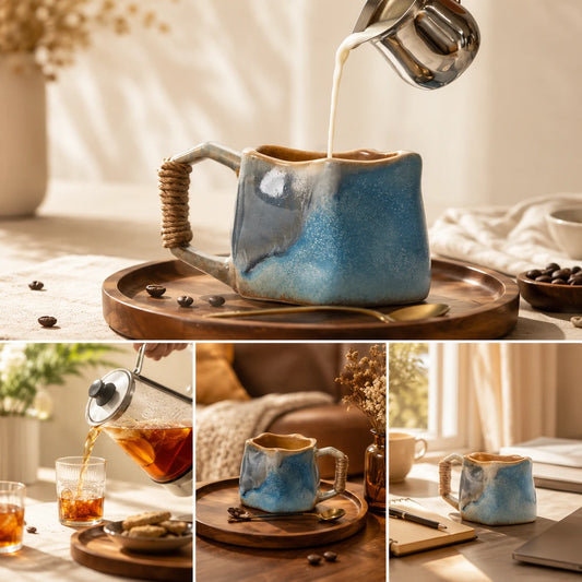 Handmade Irregular Stoneware Coffee Mugs