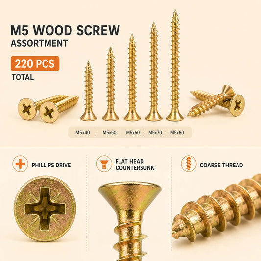 M5 Flat Head Wood Screw Set