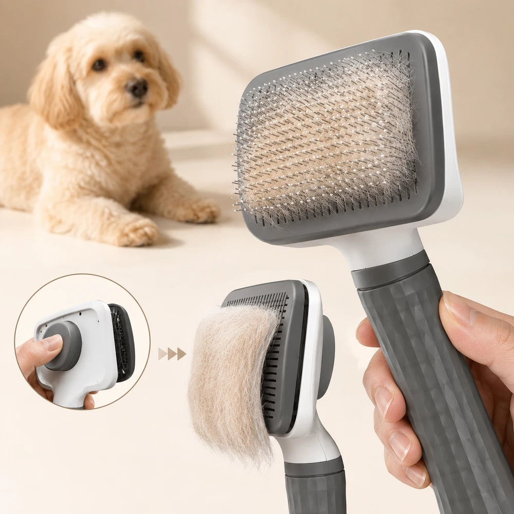 One-Click Self-Cleaning Pet Grooming Brush