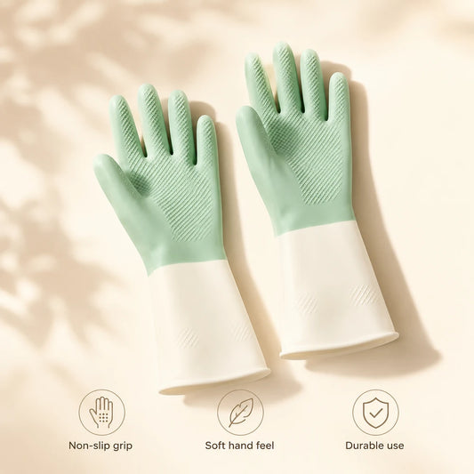 Two-Tone Waterproof Dishwashing Gloves