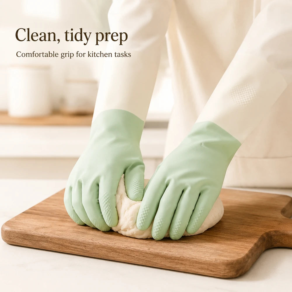 Two-Tone Waterproof Dishwashing Gloves
