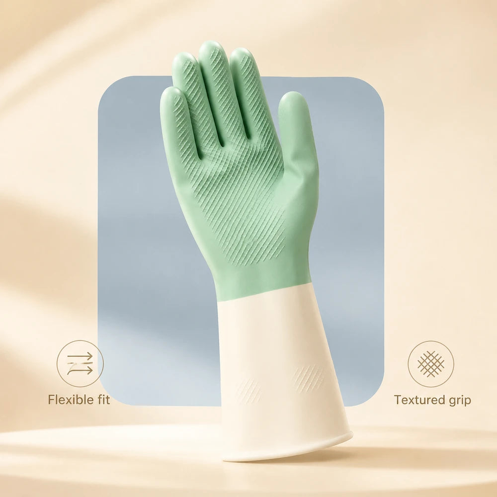 Two-Tone Waterproof Dishwashing Gloves