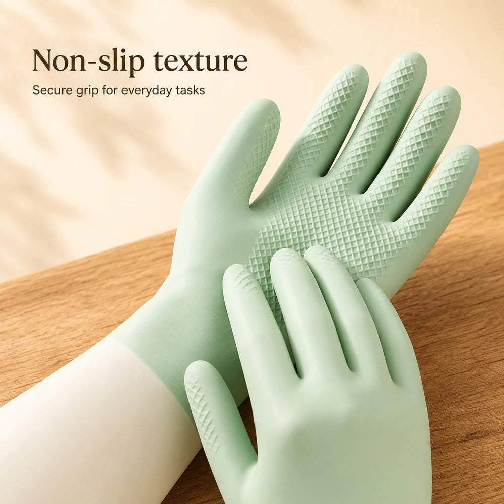 Two-Tone Waterproof Dishwashing Gloves