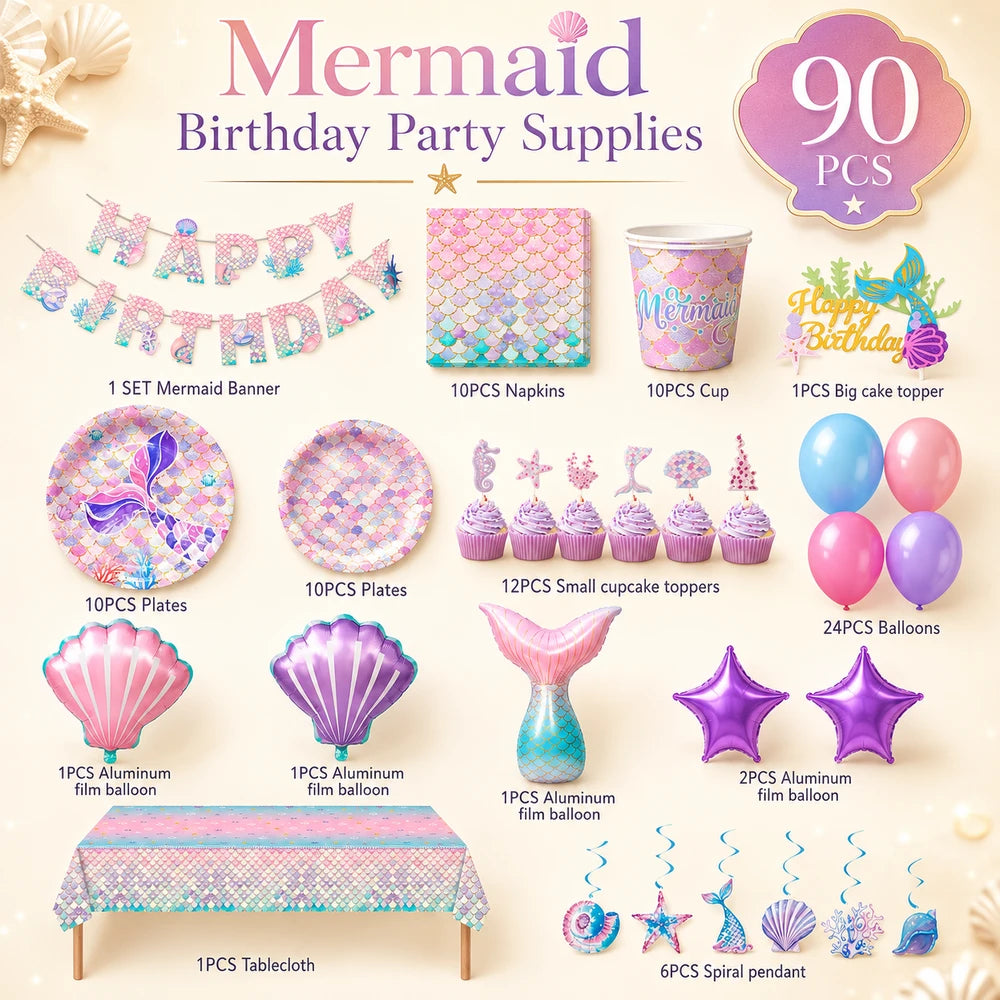 Mermaid Birthday Party Supplies Kit