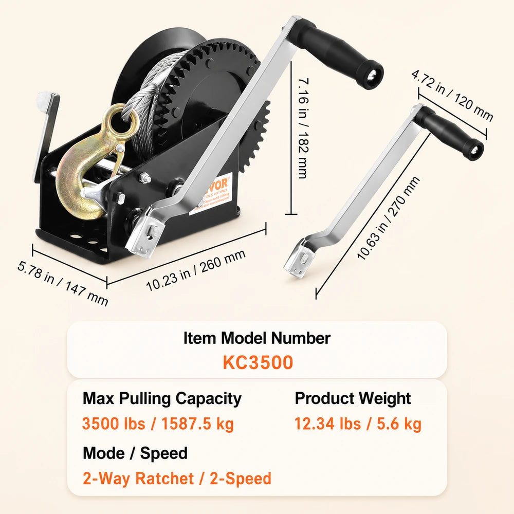 SucceBuy Heavy Duty Hand Winch