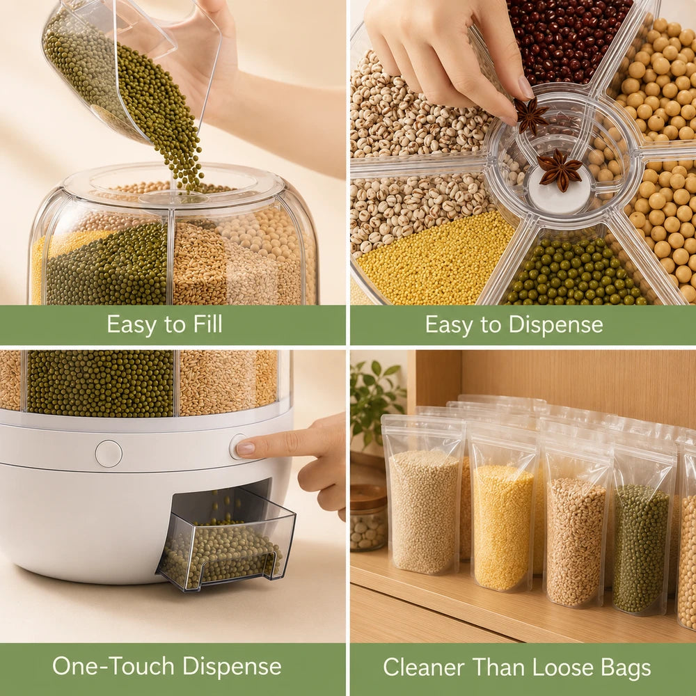 Rotating Six Grid Food Dispenser