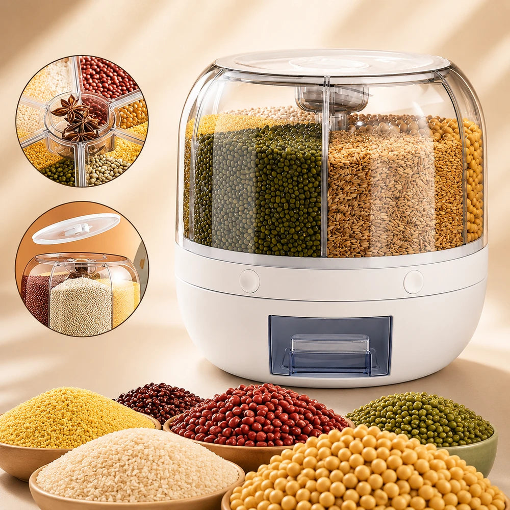 Rotating Six Grid Food Dispenser
