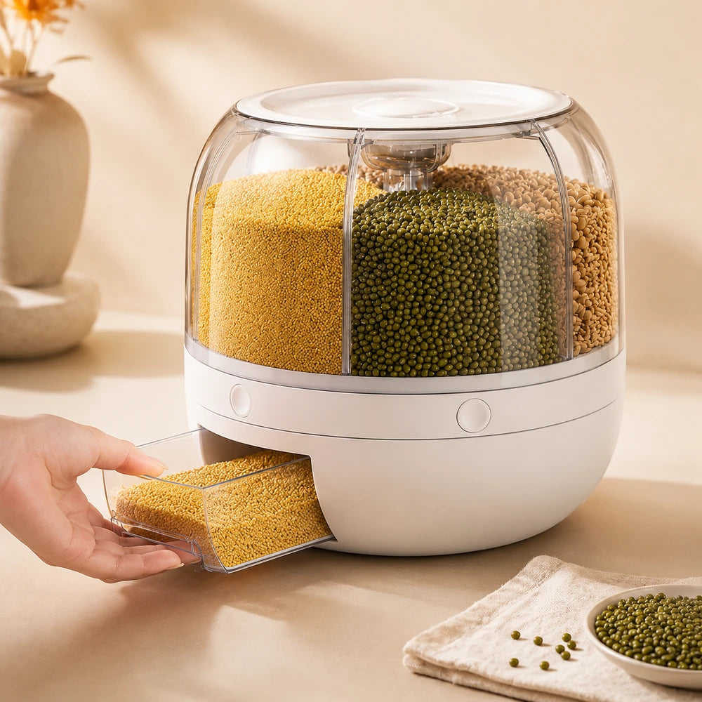 Rotating Six Grid Food Dispenser