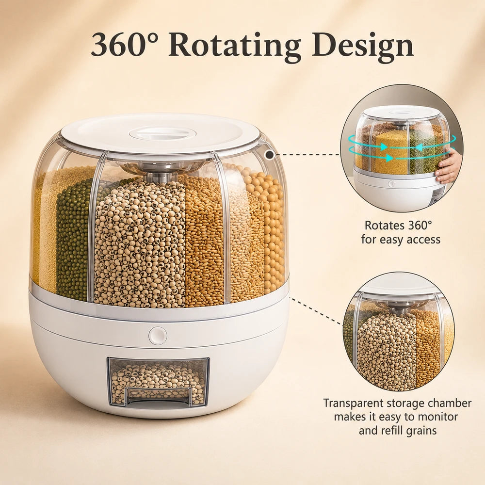Rotating Six Grid Food Dispenser