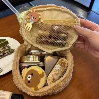 Relaxed Bear Plush Cosmetic Case