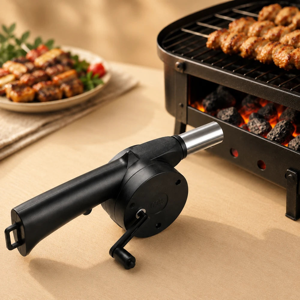 Portable Hand Crank Barbecue Blower