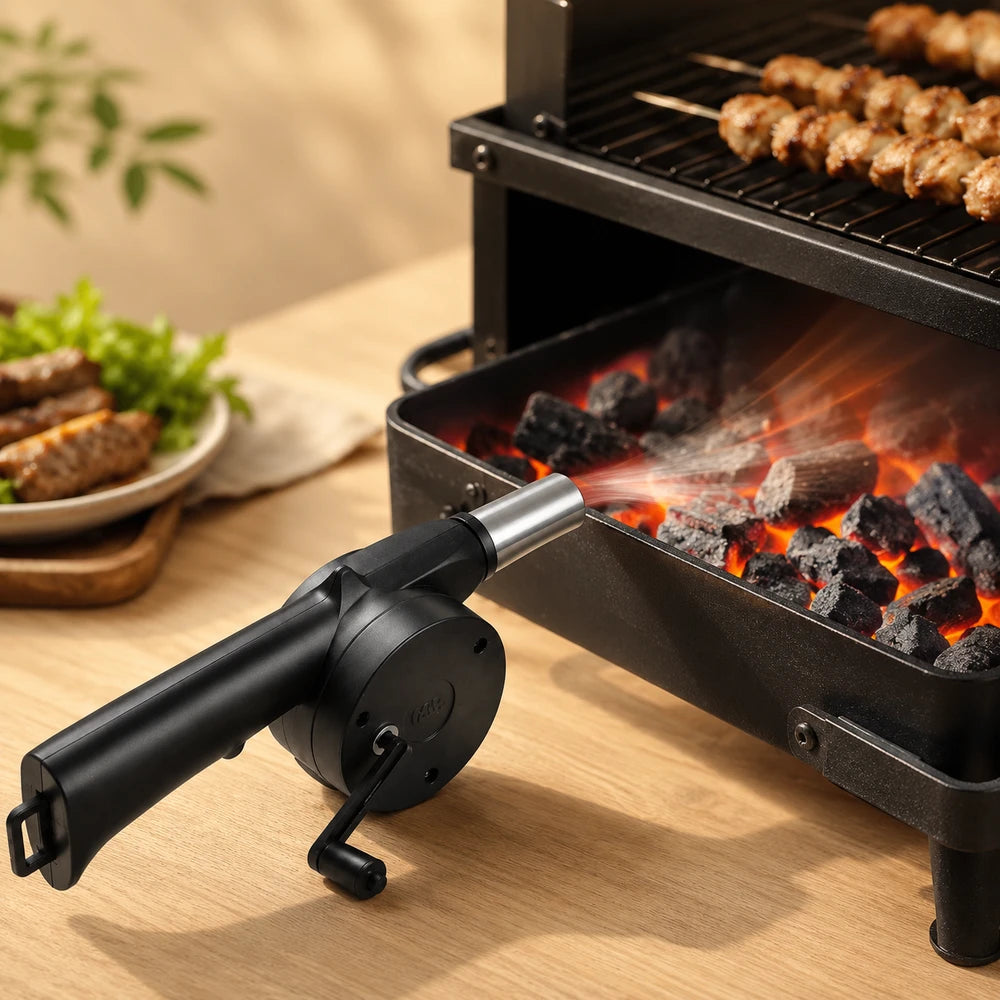 Portable Hand Crank Barbecue Blower