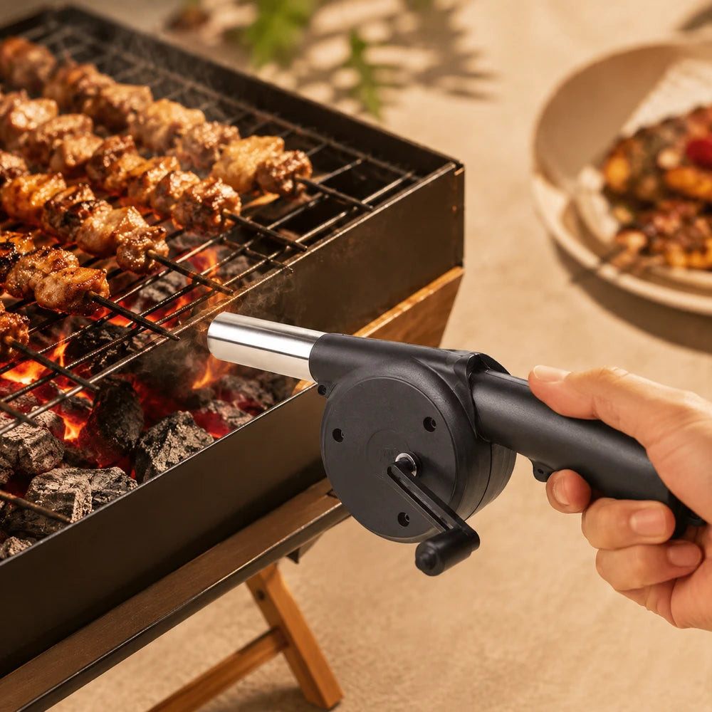 Portable Hand Crank Barbecue Blower