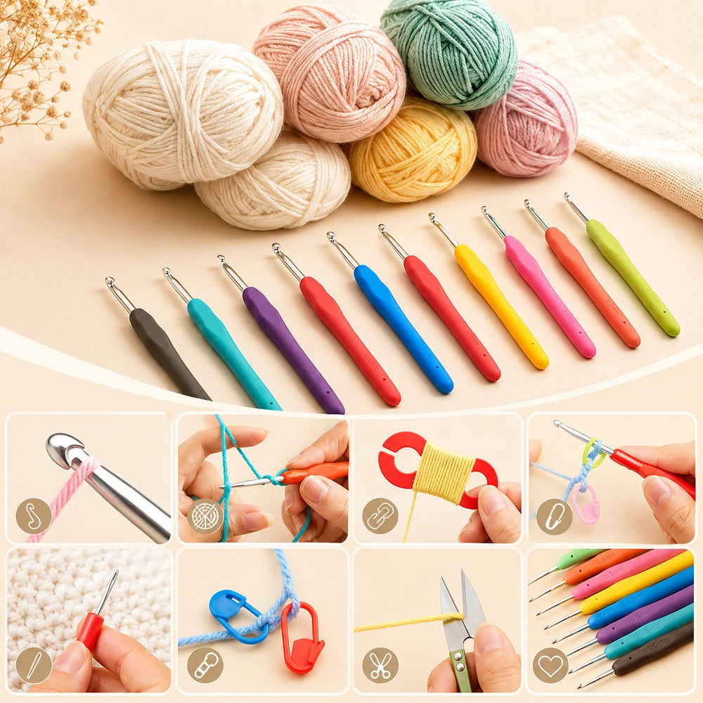 Soft Handle Aluminum Crochet Set