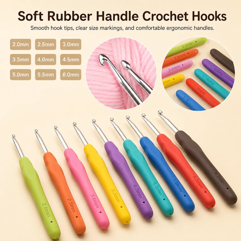 Soft Handle Aluminum Crochet Set