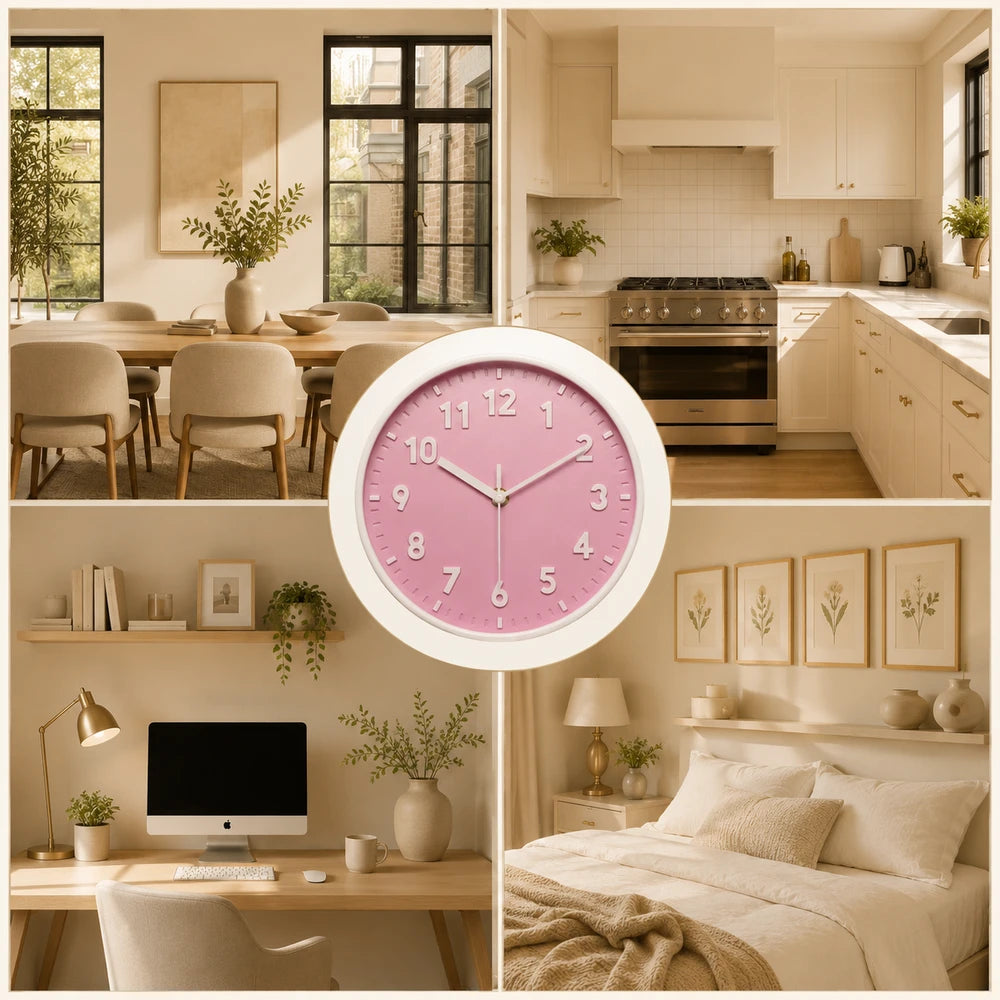 Silent Modern Pink Wall Clock