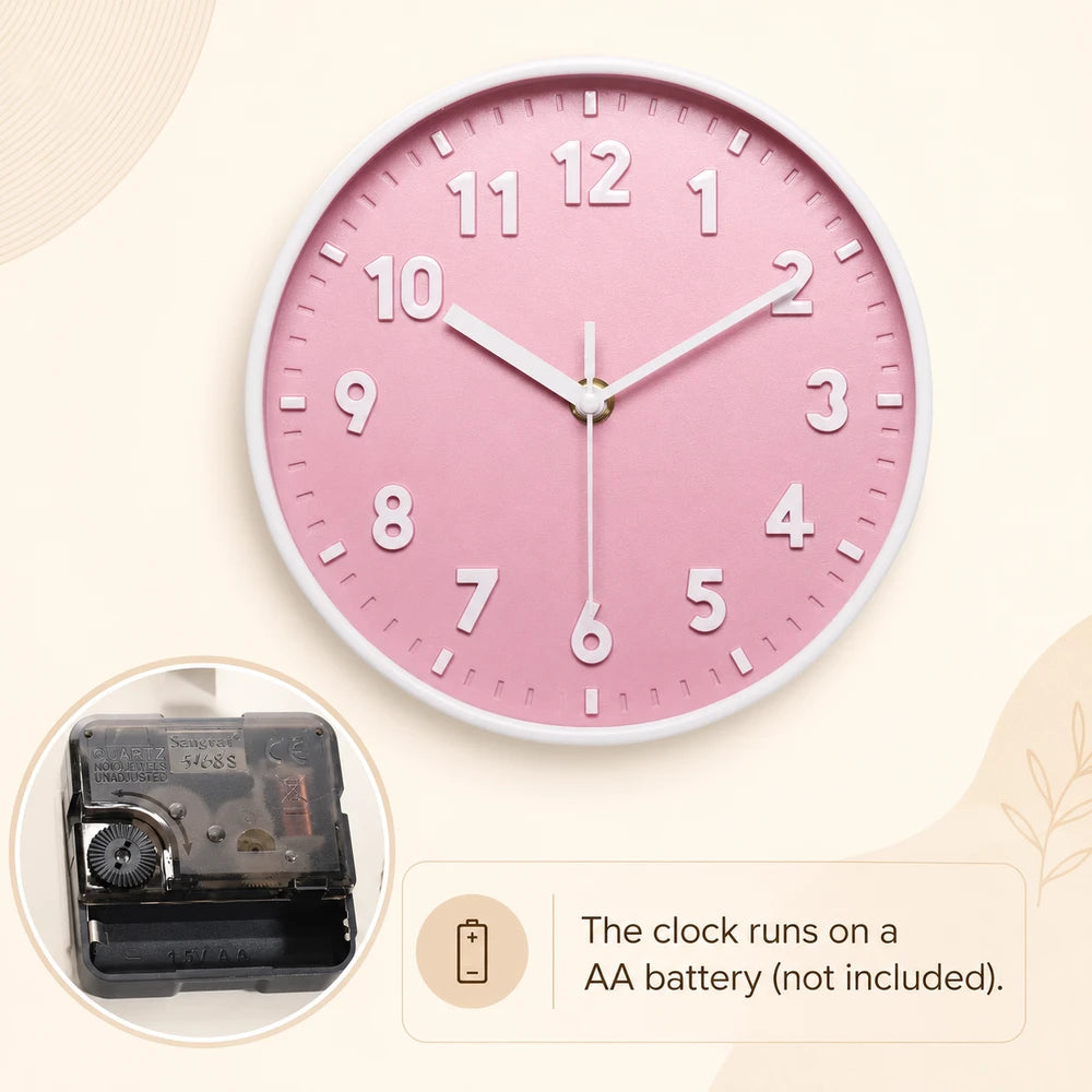 Silent Modern Pink Wall Clock