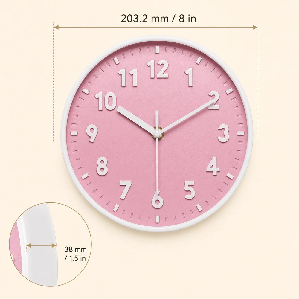Silent Modern Pink Wall Clock