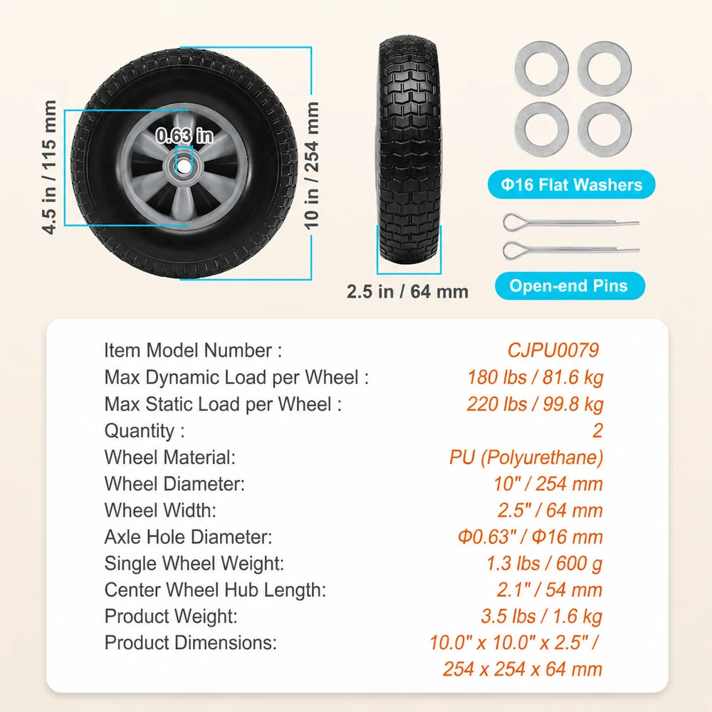 SucceBuy Solid PU Run-Flat Replacement Tires