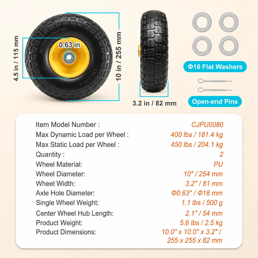 SucceBuy Solid PU Run-Flat Replacement Tires