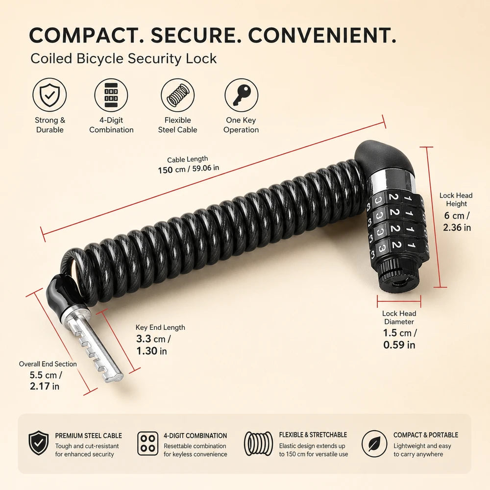 DOMEN Four Digit Steel Cable Lock