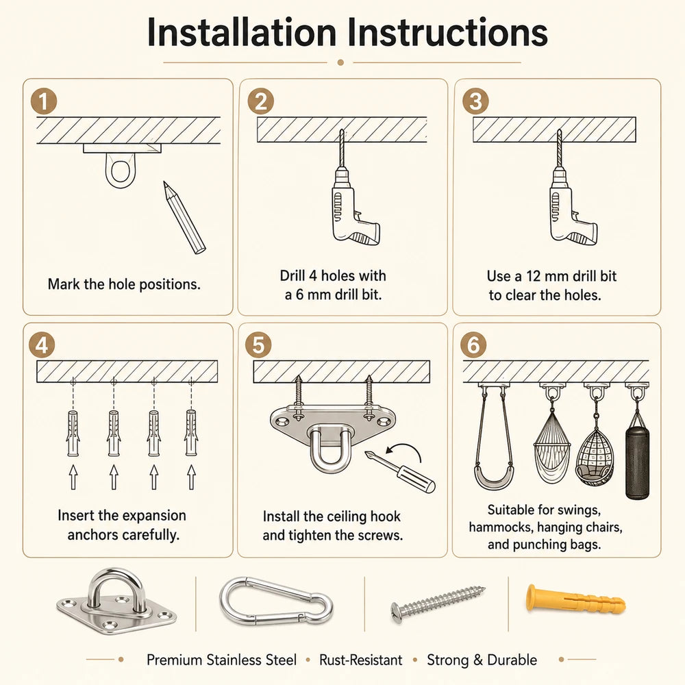 Stainless Steel Ceiling Mount Hooks