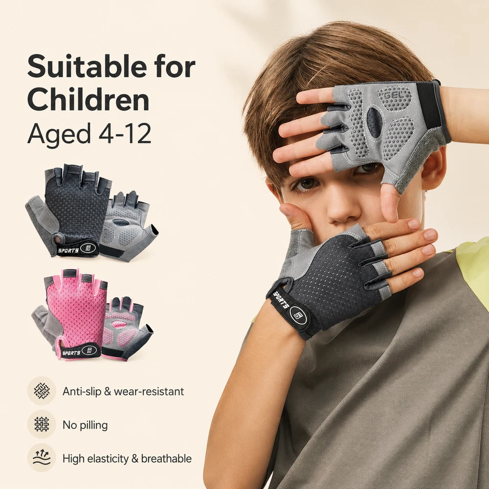 Kids Breathable Half-Finger Cycling Gloves