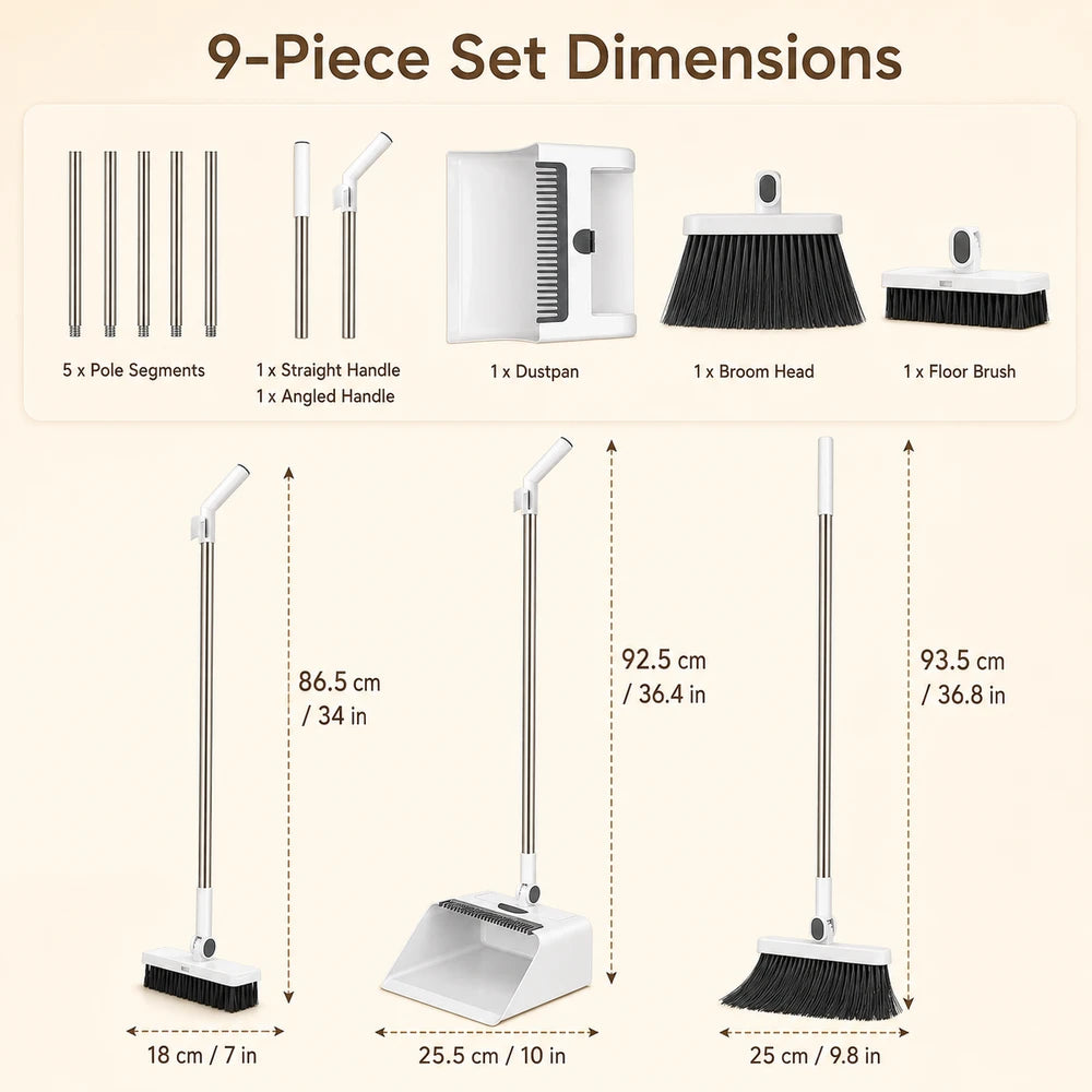 3-in-1 Broom and Dustpan Set