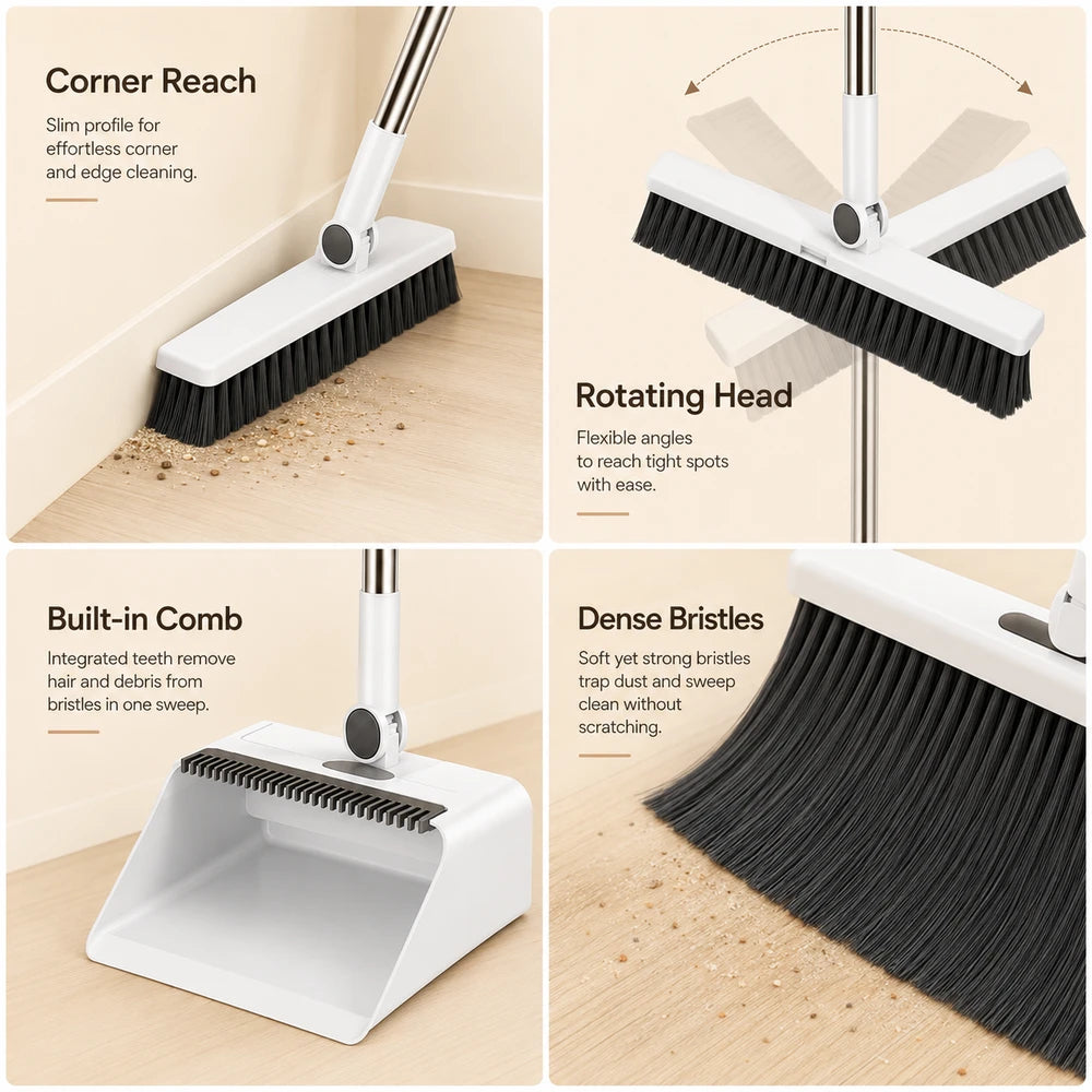 3-in-1 Broom and Dustpan Set