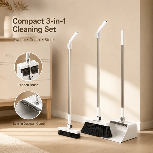 3-in-1 Broom and Dustpan Set