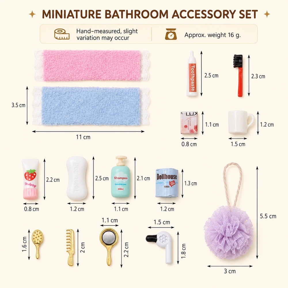 Miniature Dollhouse Bathroom Accessory Set