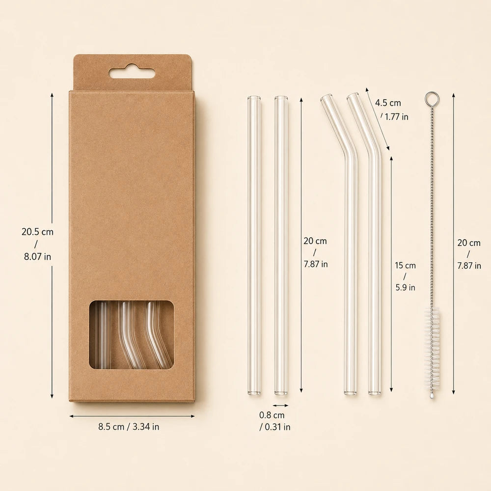 Reusable Glass Drinking Straws