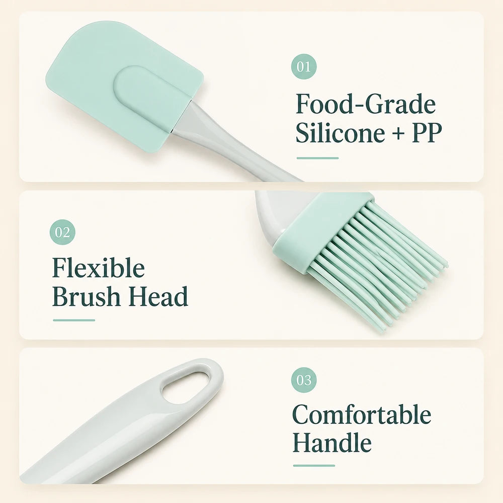 Silicone Baking Spatula and Brush Set