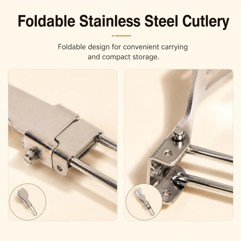 Foldable Stainless Steel Camping Cutlery Set