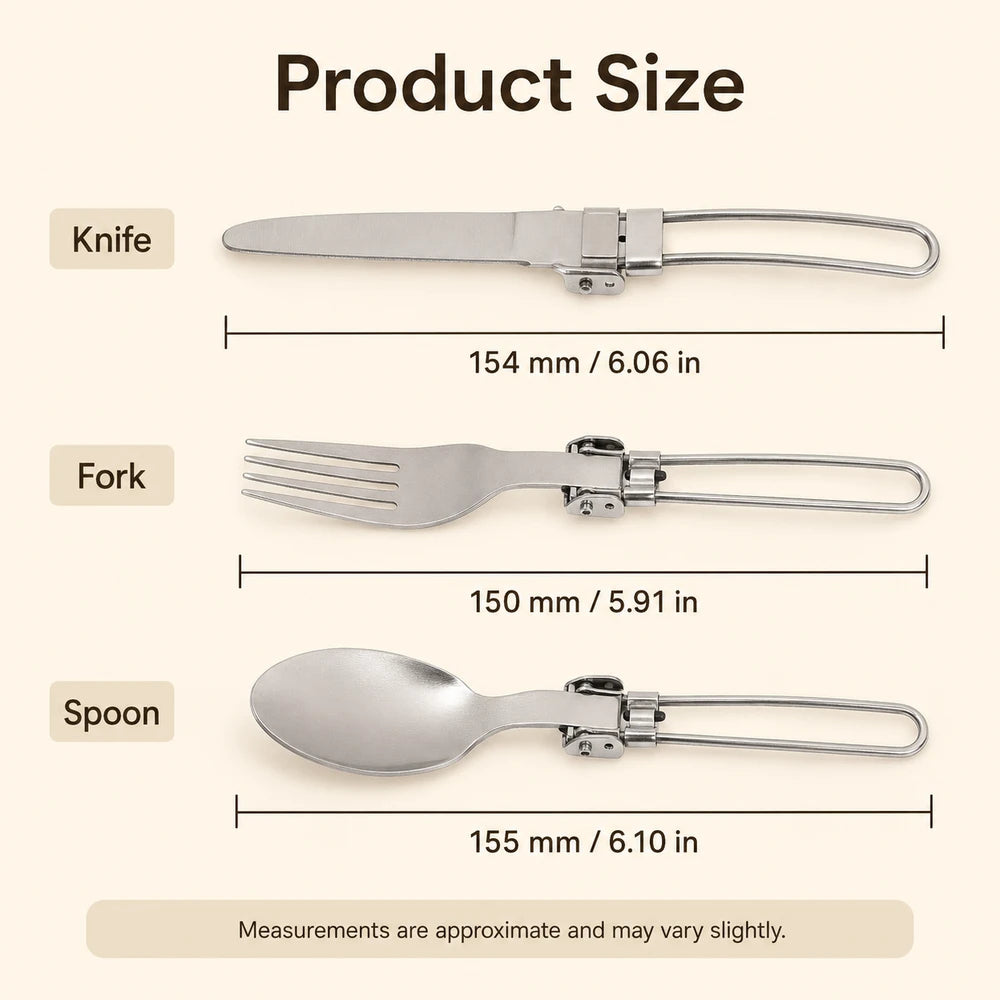 Foldable Stainless Steel Camping Cutlery Set