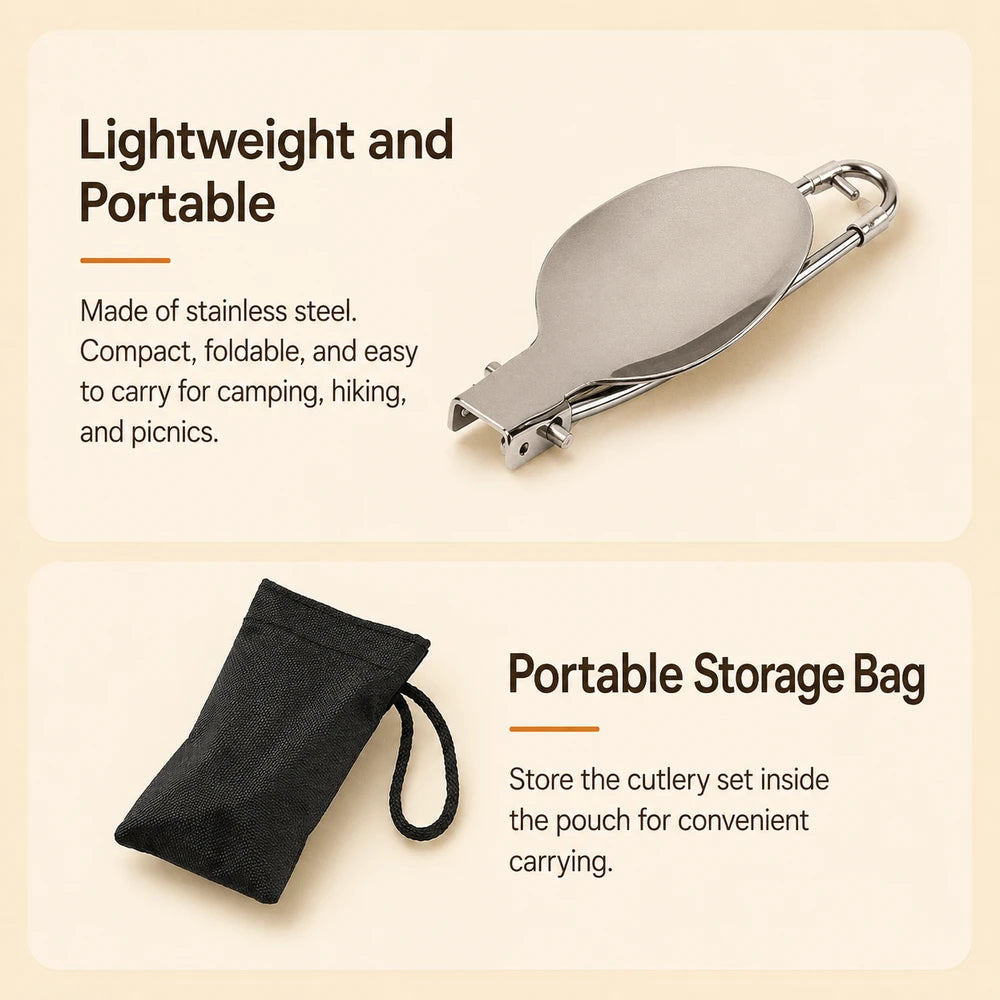 Foldable Stainless Steel Camping Cutlery Set