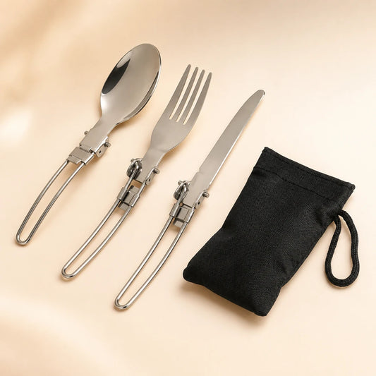Foldable Stainless Steel Camping Cutlery Set