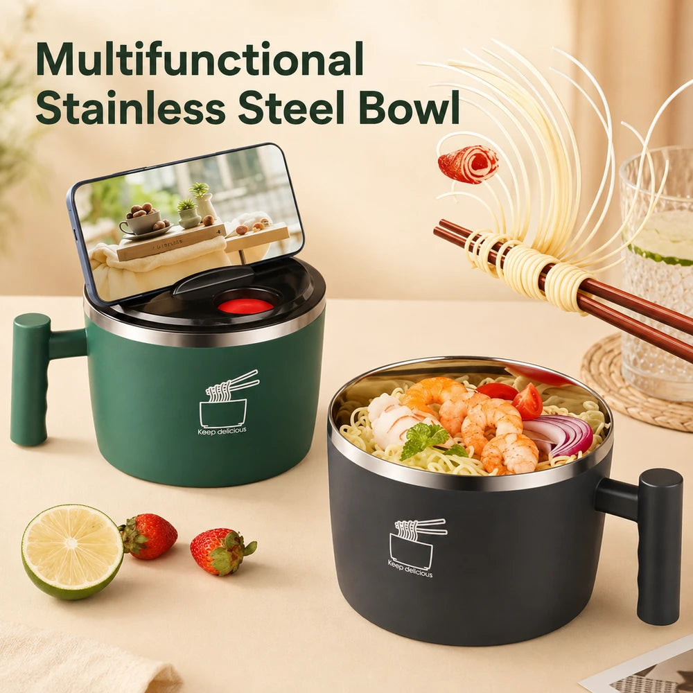 Large Metal Ramen Bowl with Phone Stand