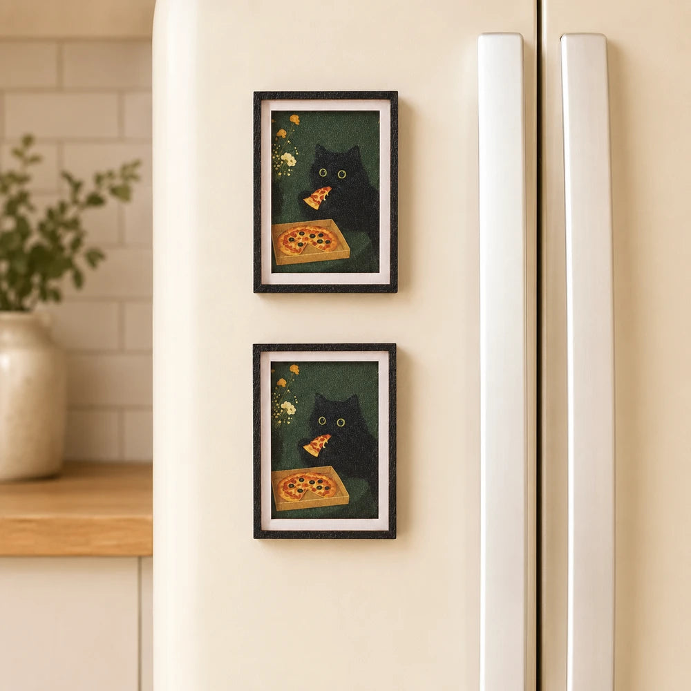 Mini 3-Layer Black Cat Fridge Magnet