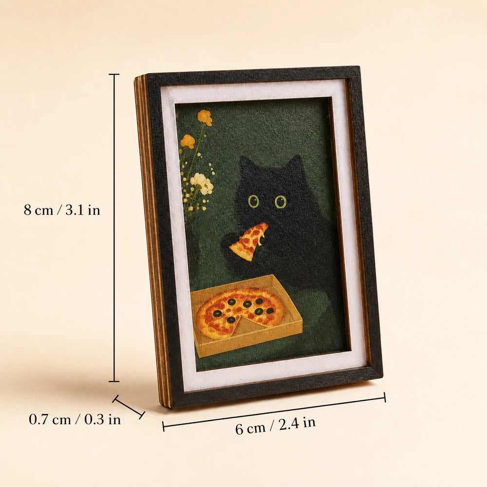 Mini 3-Layer Black Cat Fridge Magnet