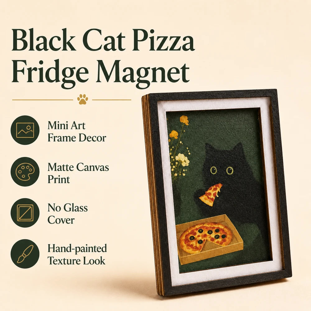 Mini 3-Layer Black Cat Fridge Magnet