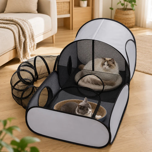 Foldable Cat Tent With Tunnel
