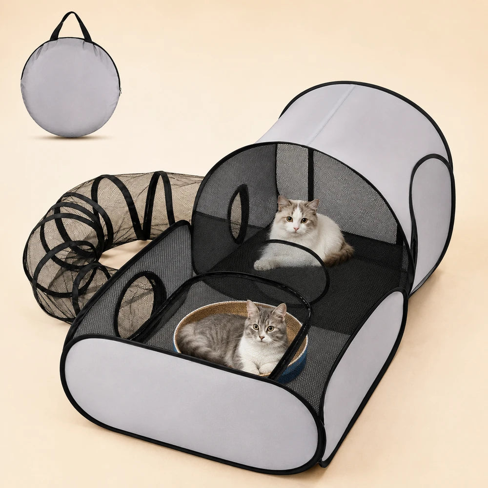 Foldable Cat Tent With Tunnel