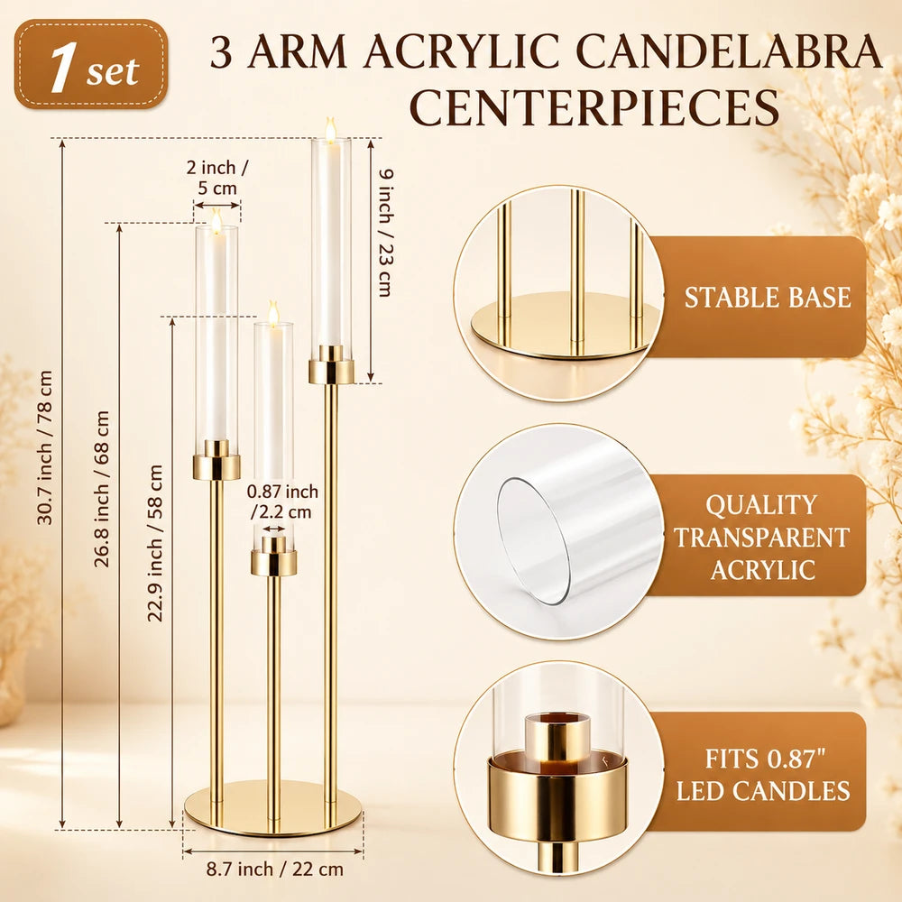Gold Acrylic Candelabra Centerpiece