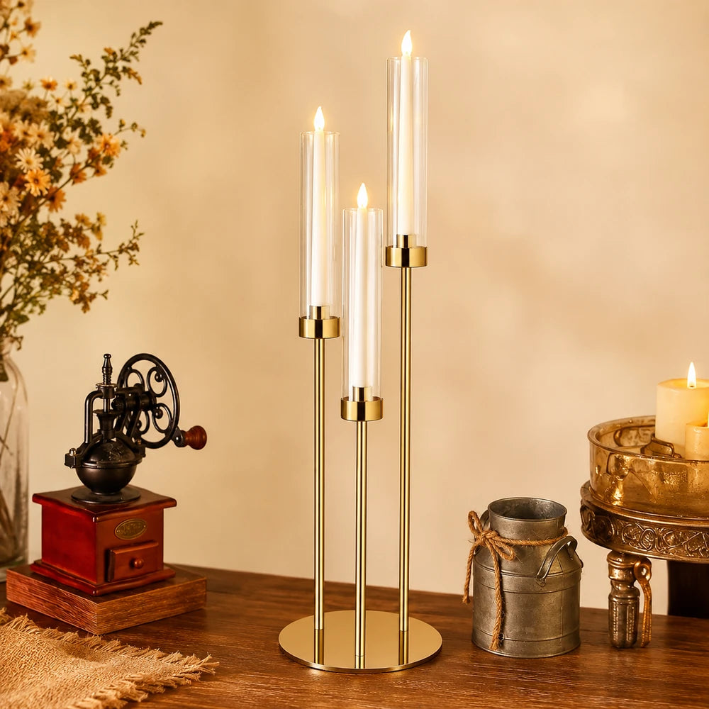 Gold Acrylic Candelabra Centerpiece