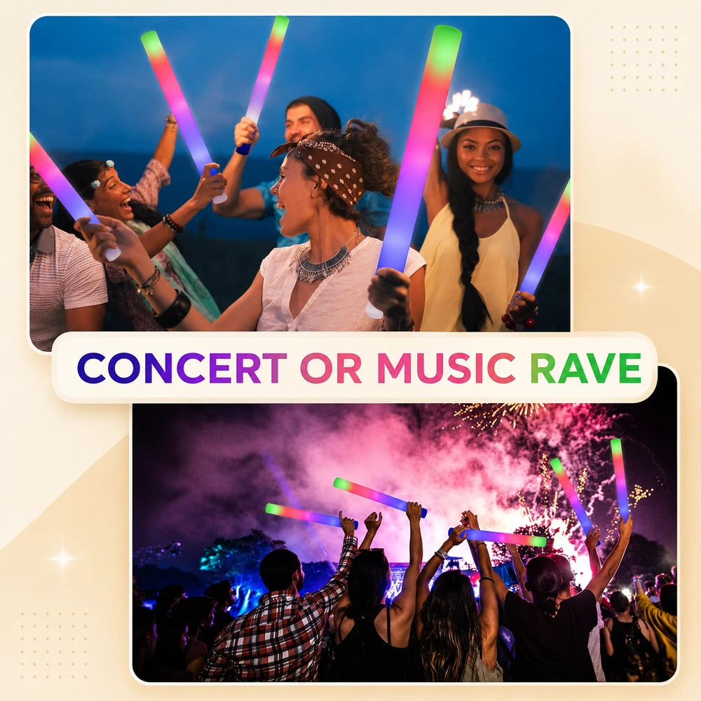 LED Foam Glow Sticks Party Pack