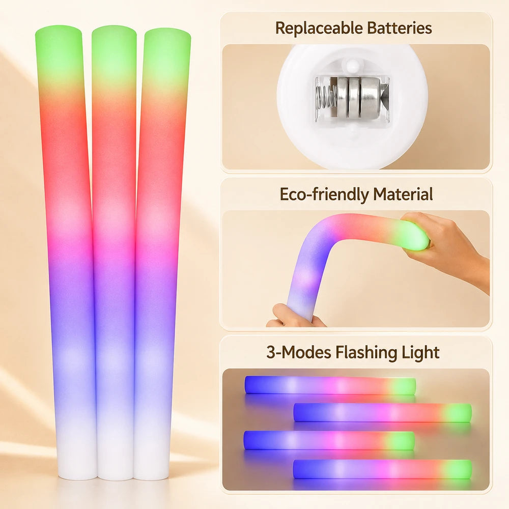 LED Foam Glow Sticks Party Pack