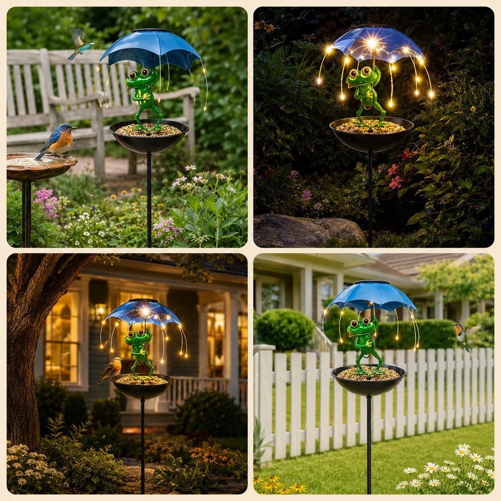 Solar Powered Frog Statue Garden Light